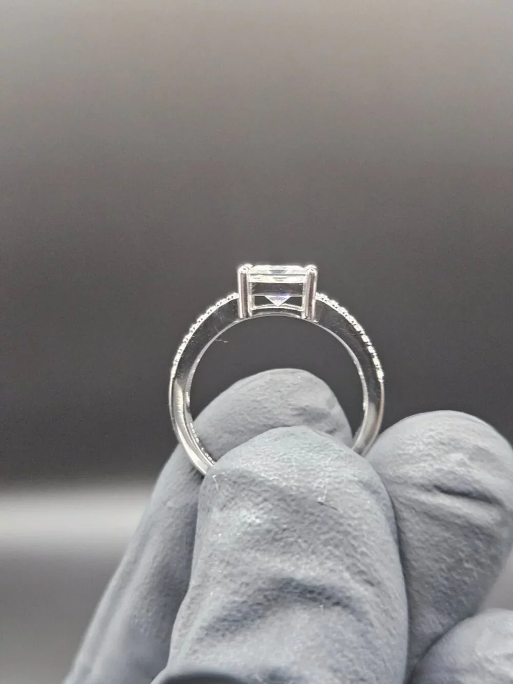925 Sterling Silver With Moissanite 1.38ctw Princess Cut Ring Size 6